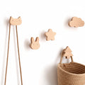 Cute animal wooden wall hook crafted from light beech wood for kids room coat storage