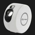 Compact G2 mini LED galaxy projector emitting colorful nebula light and green laser stars indoors.