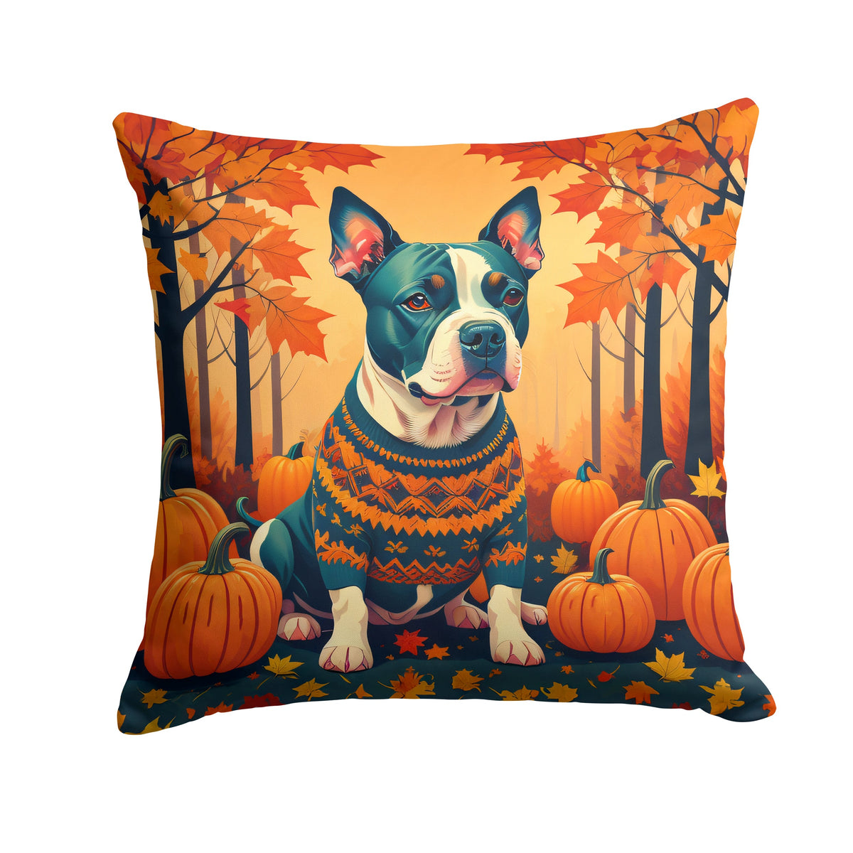 Pit Bull Terrier Fall Throw Pillow-0