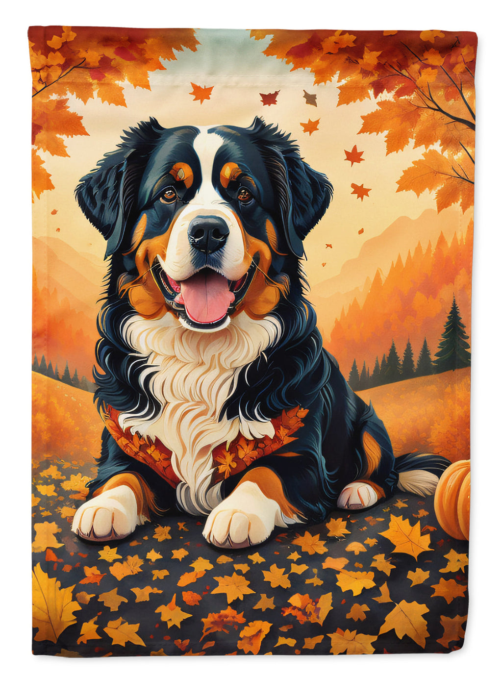 Bernese Mountain Dog Fall House Flag-0