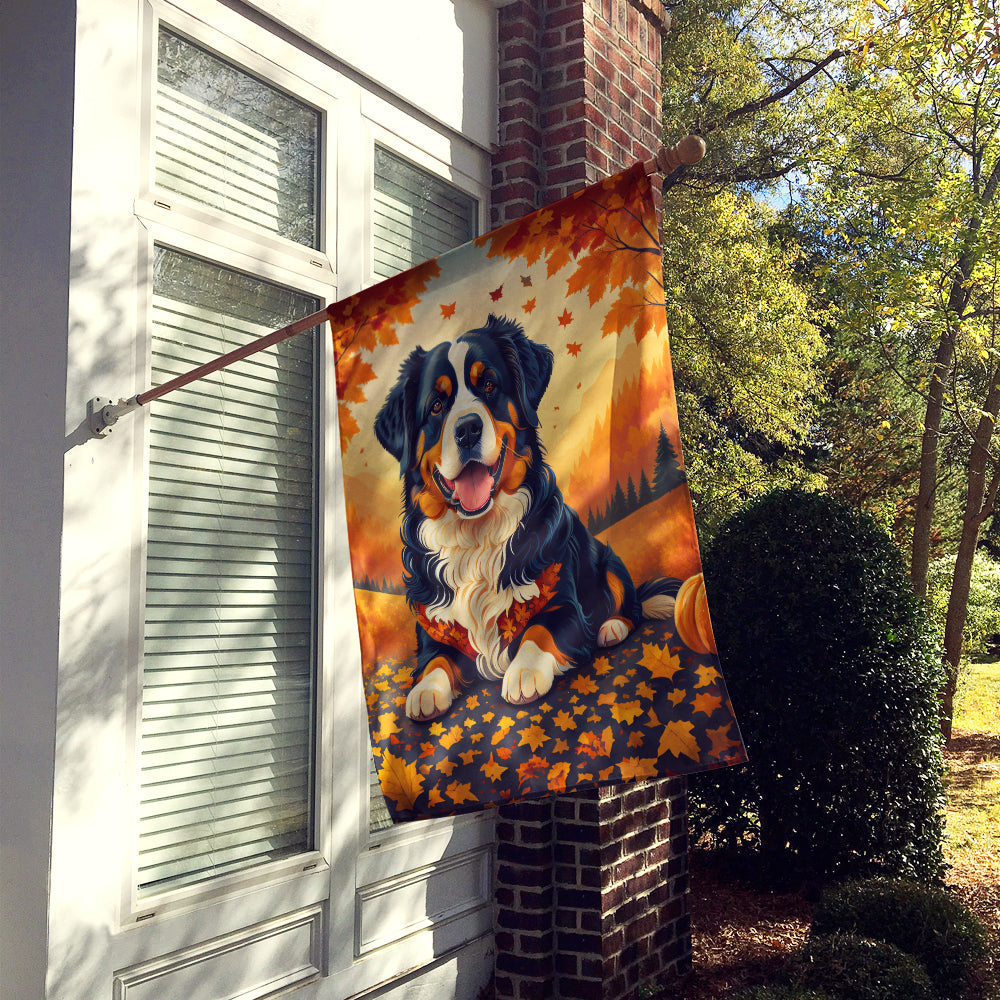 Bernese Mountain Dog Fall House Flag-1