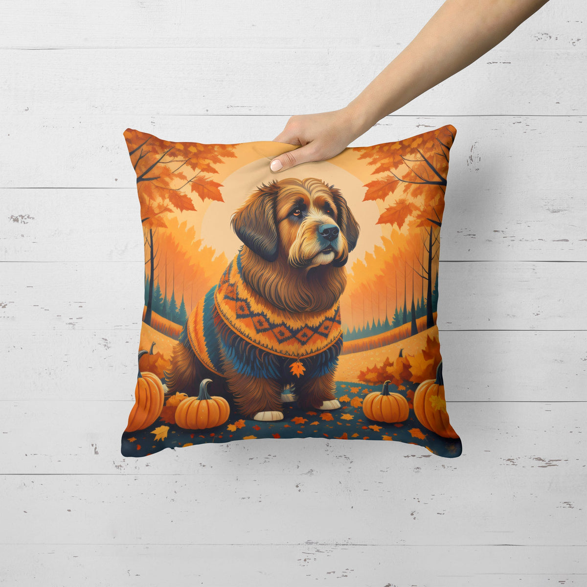 Briard Fall Throw Pillow-3