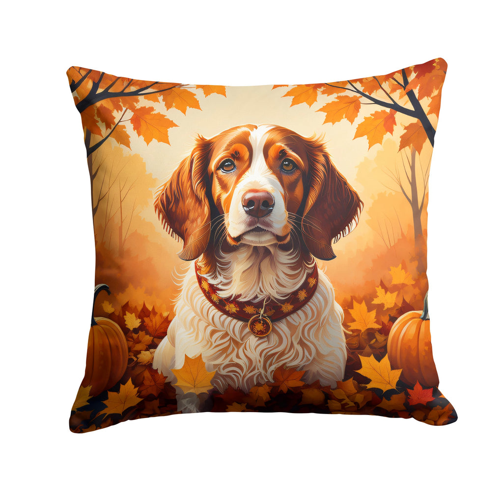 Brittany Spaniel Fall Throw Pillow-0