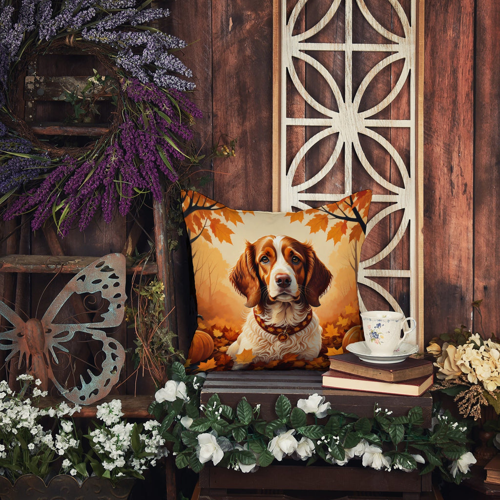Brittany Spaniel Fall Throw Pillow-4