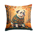 White English Bulldog Fall Throw Pillow-0