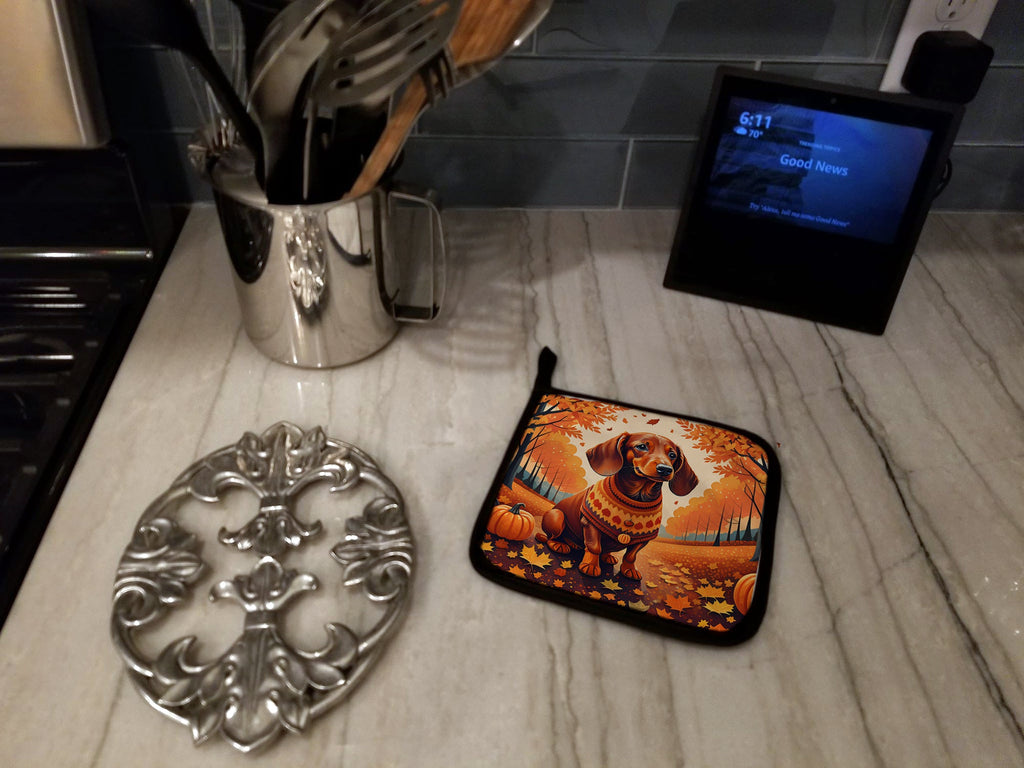 Dachshund Fall Pair of Pot Holders-3