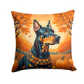 Doberman Pinscher Fall Throw Pillow-0