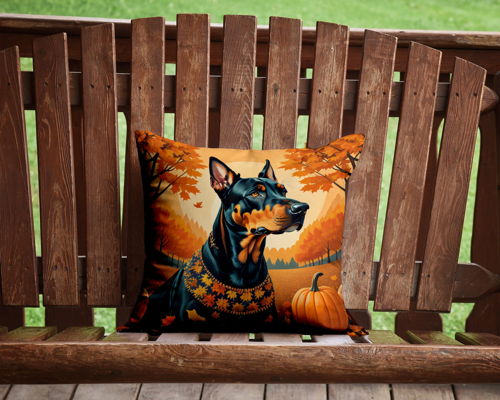 Doberman Pinscher Fall Throw Pillow-1