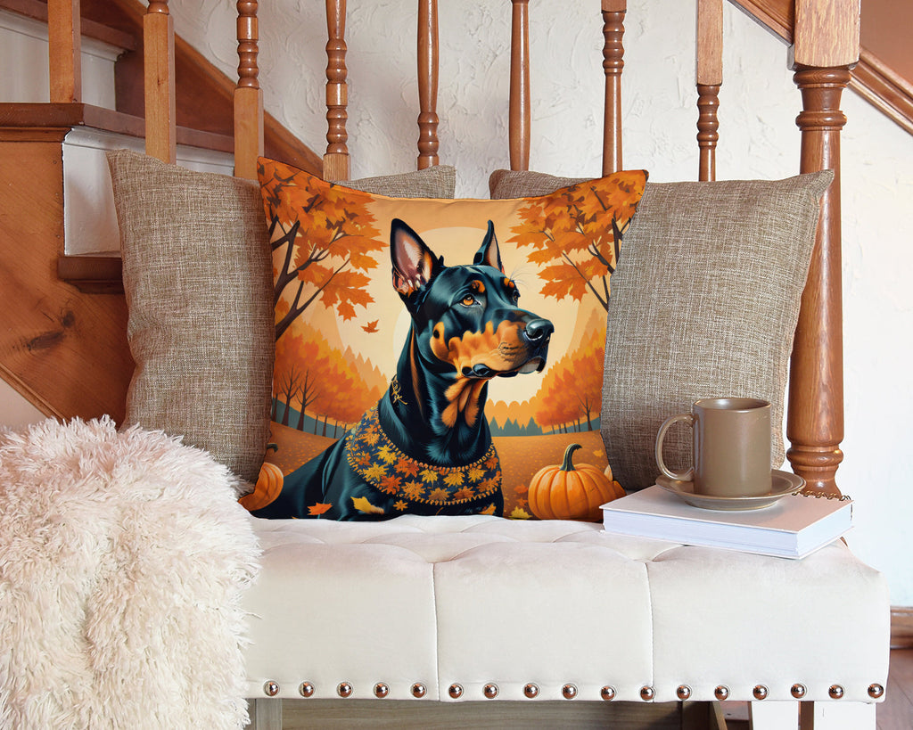 Doberman Pinscher Fall Throw Pillow-2