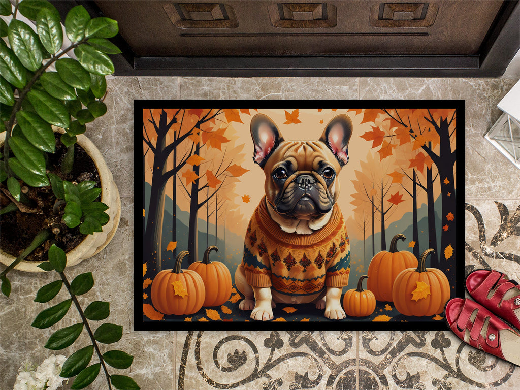 Fawn French Bulldog Fall Doormat-2