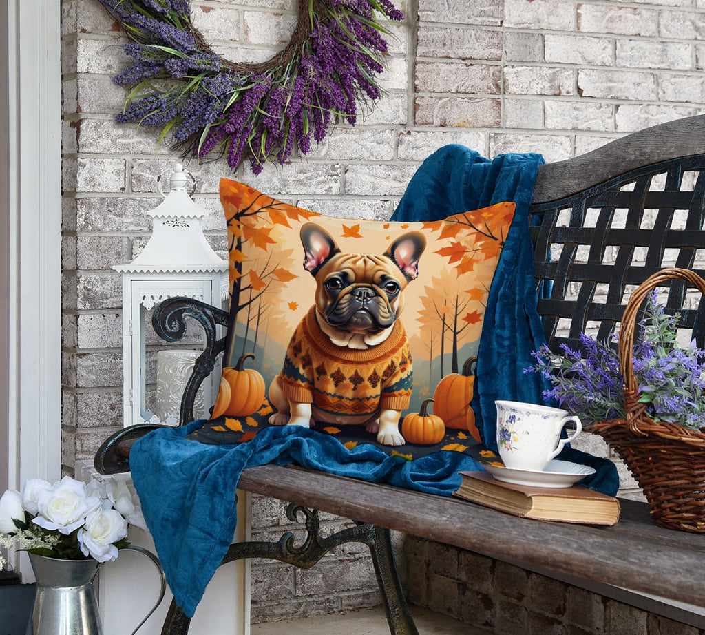 Fawn French Bulldog Fall Throw Pillow-1