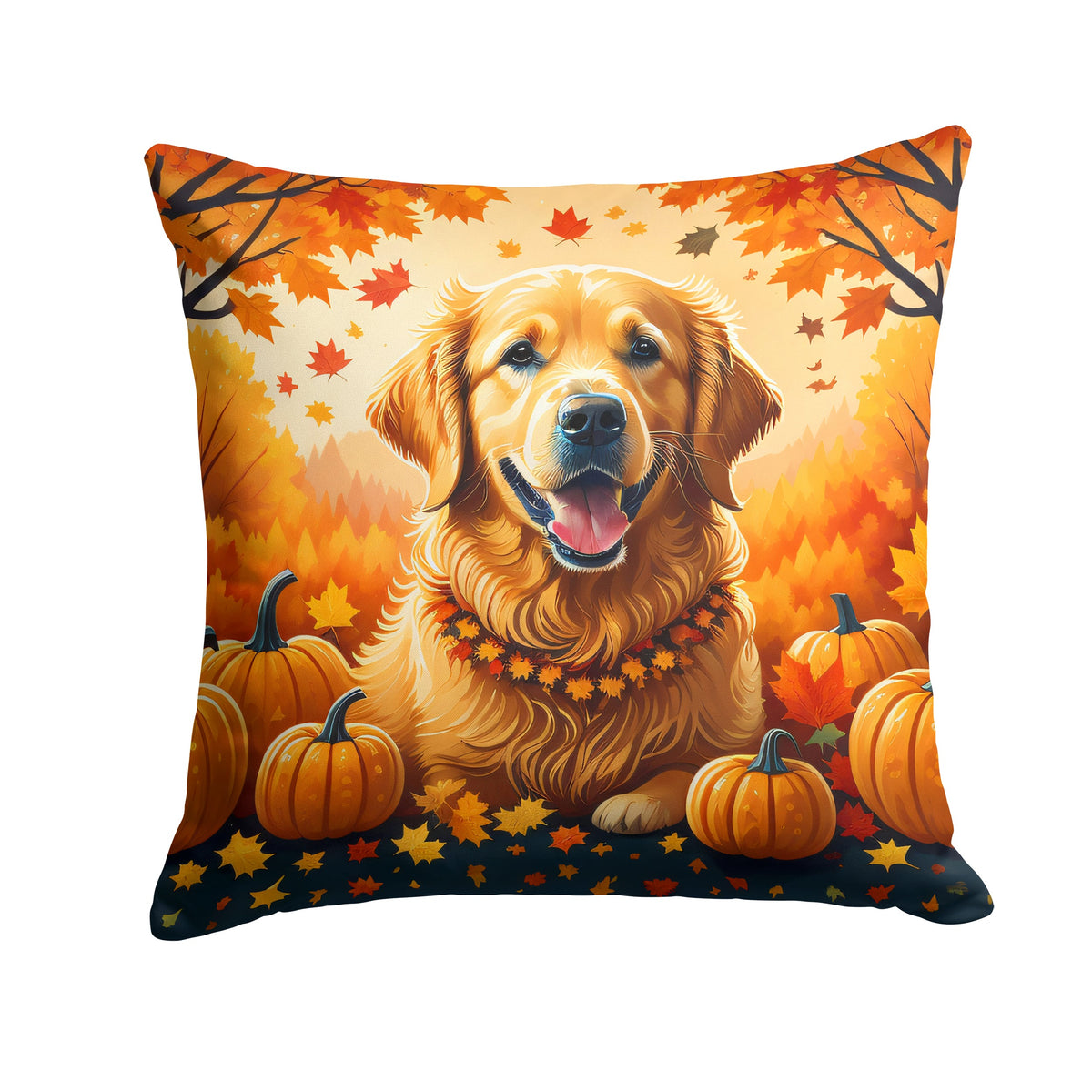 Golden Retriever Fall Throw Pillow-0