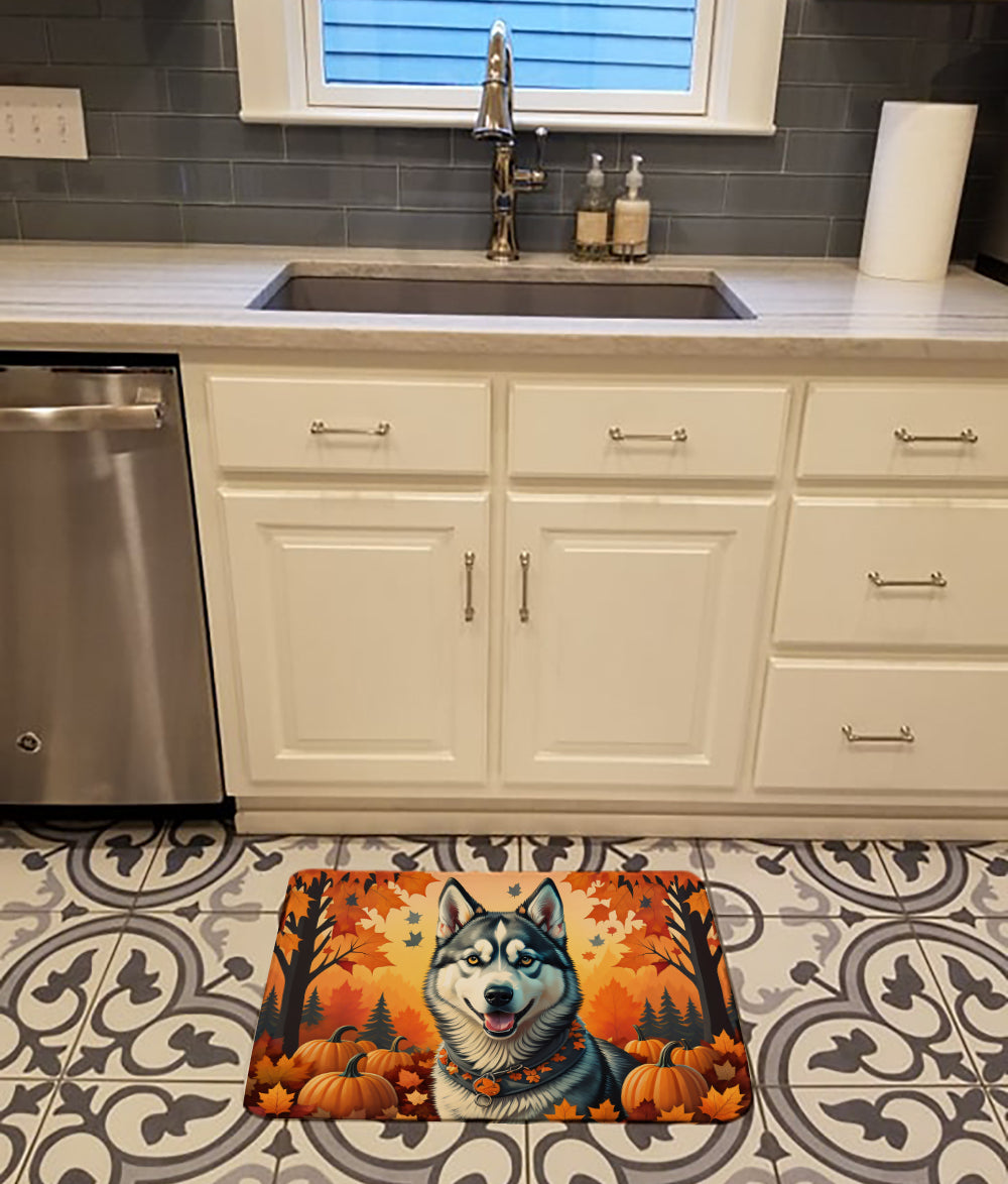 Siberian Husky Fall Memory Foam Kitchen Mat-1