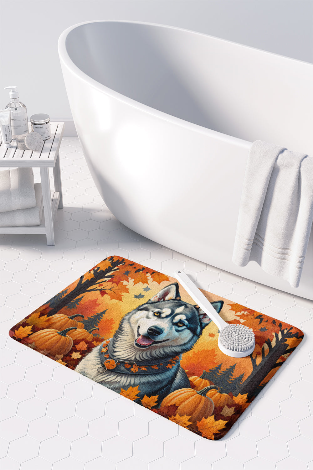 Siberian Husky Fall Memory Foam Kitchen Mat-2
