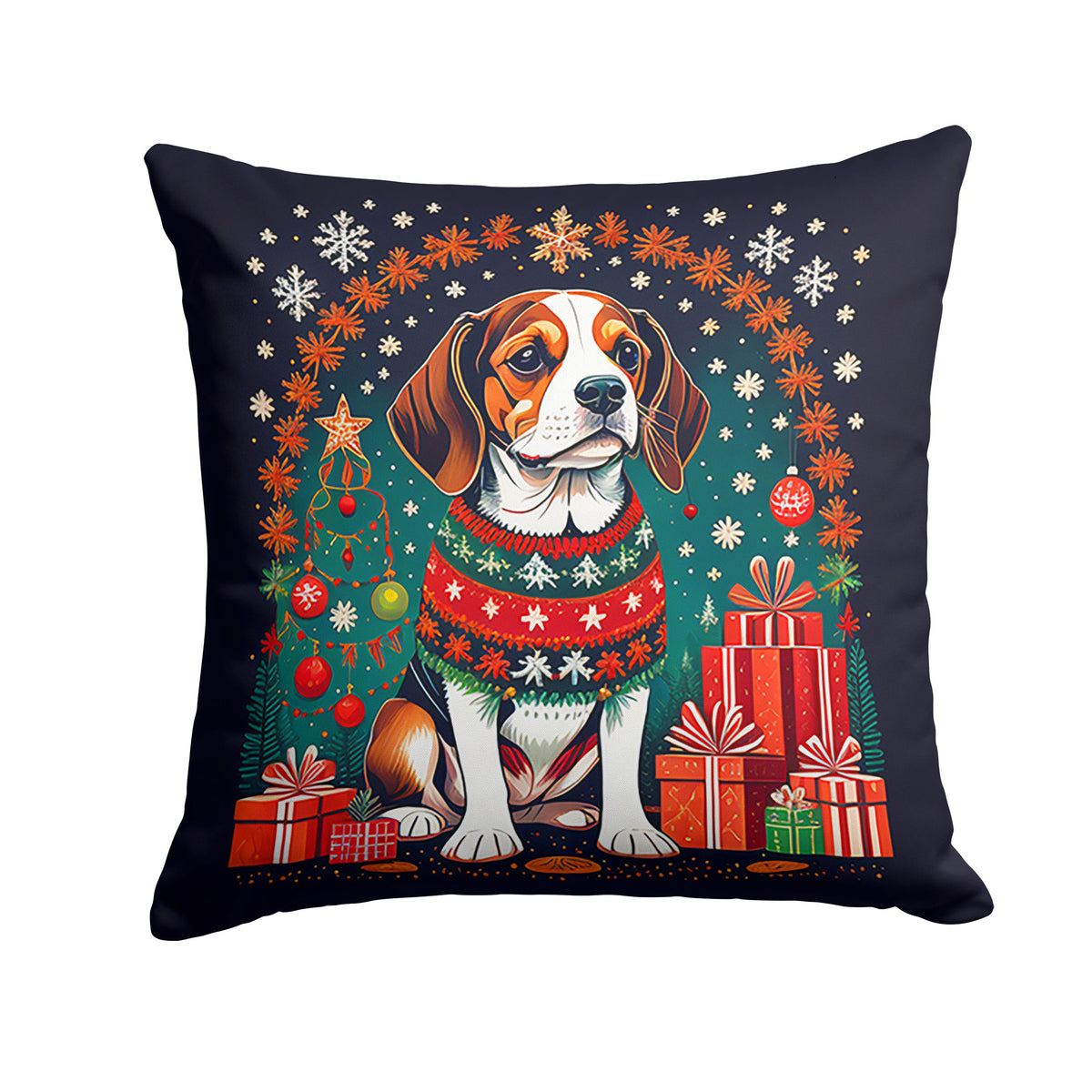 Beagle Christmas Throw Pillow-0