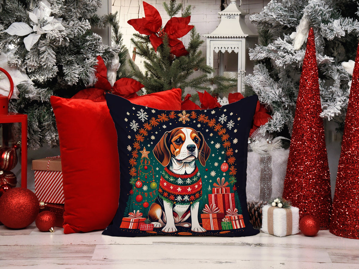 Beagle Christmas Throw Pillow-1