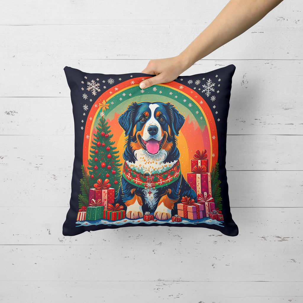 Bernese Mountain Dog Christmas Throw Pillow-4