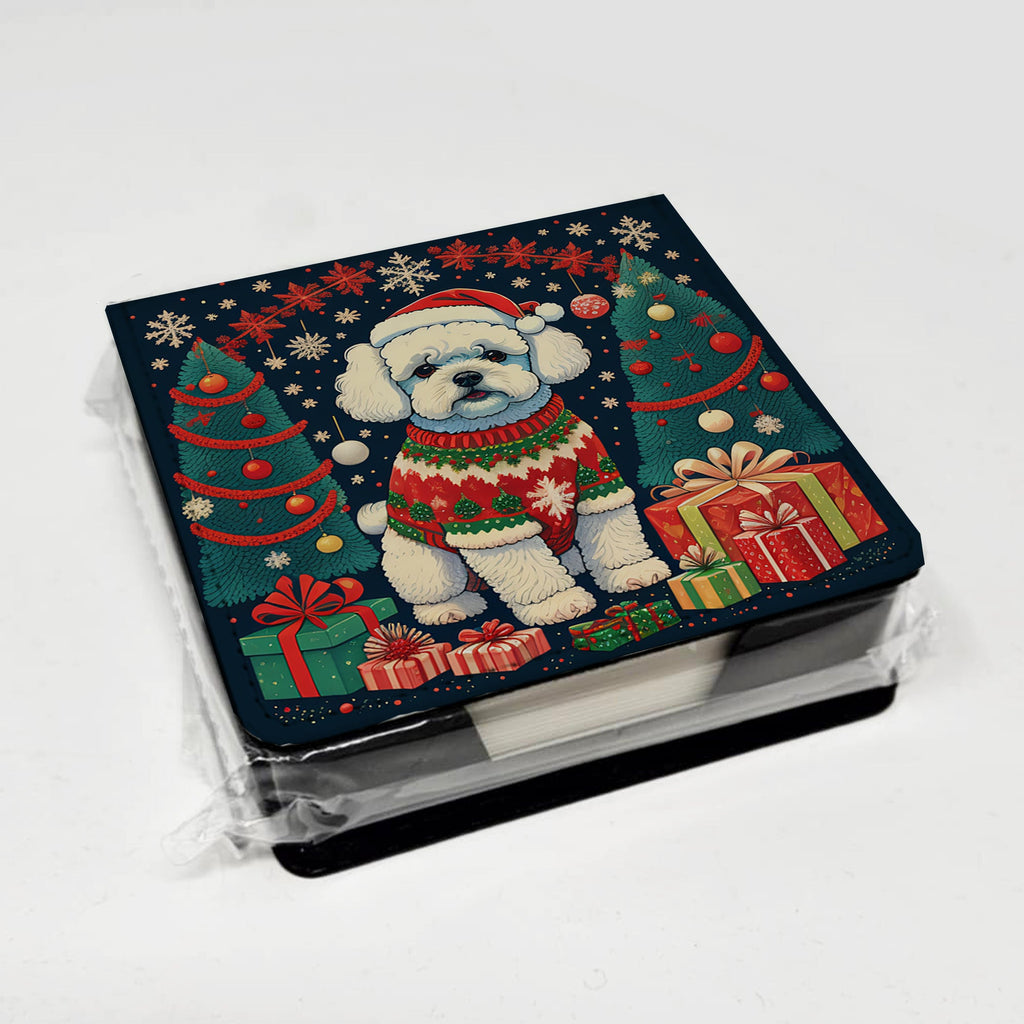 Bichon Frise Christmas PU Leather Note Paper Holder-3