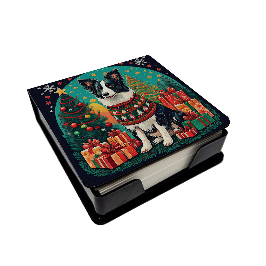 Border Collie Christmas PU Leather Note Paper Holder-0