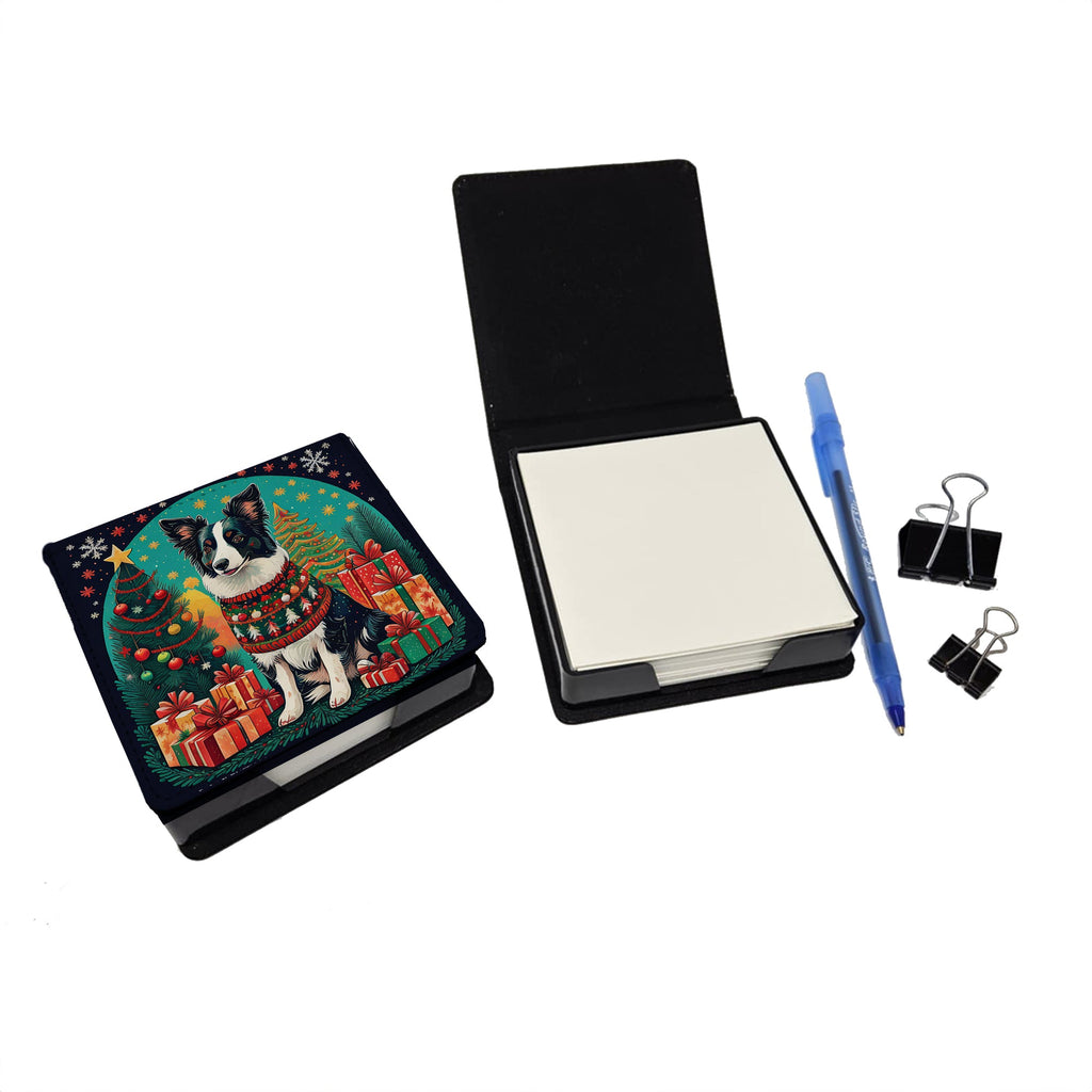 Border Collie Christmas PU Leather Note Paper Holder-1