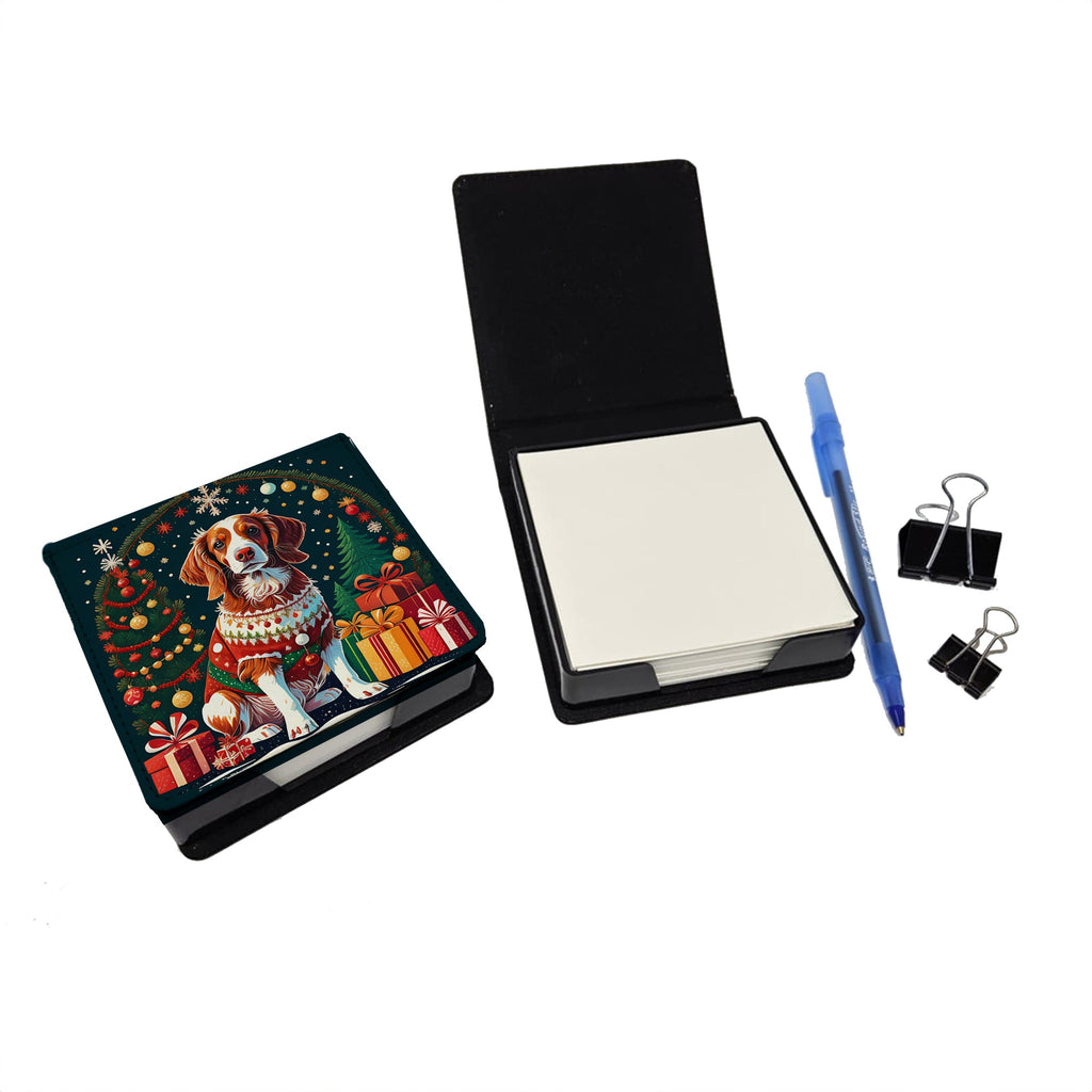 Brittany Spaniel Christmas PU Leather Note Paper Holder-1