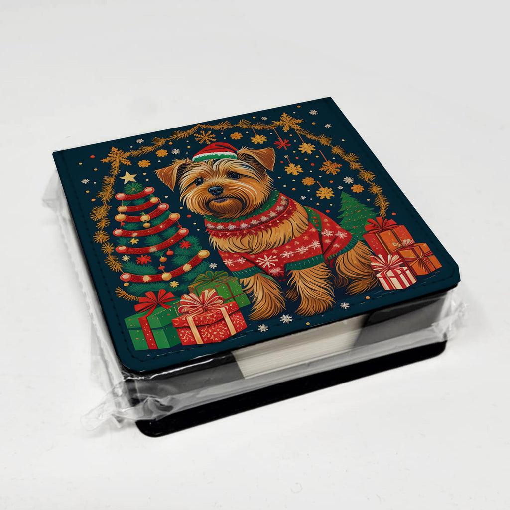 Norfolk Terrier Christmas PU Leather Note Paper Holder-3