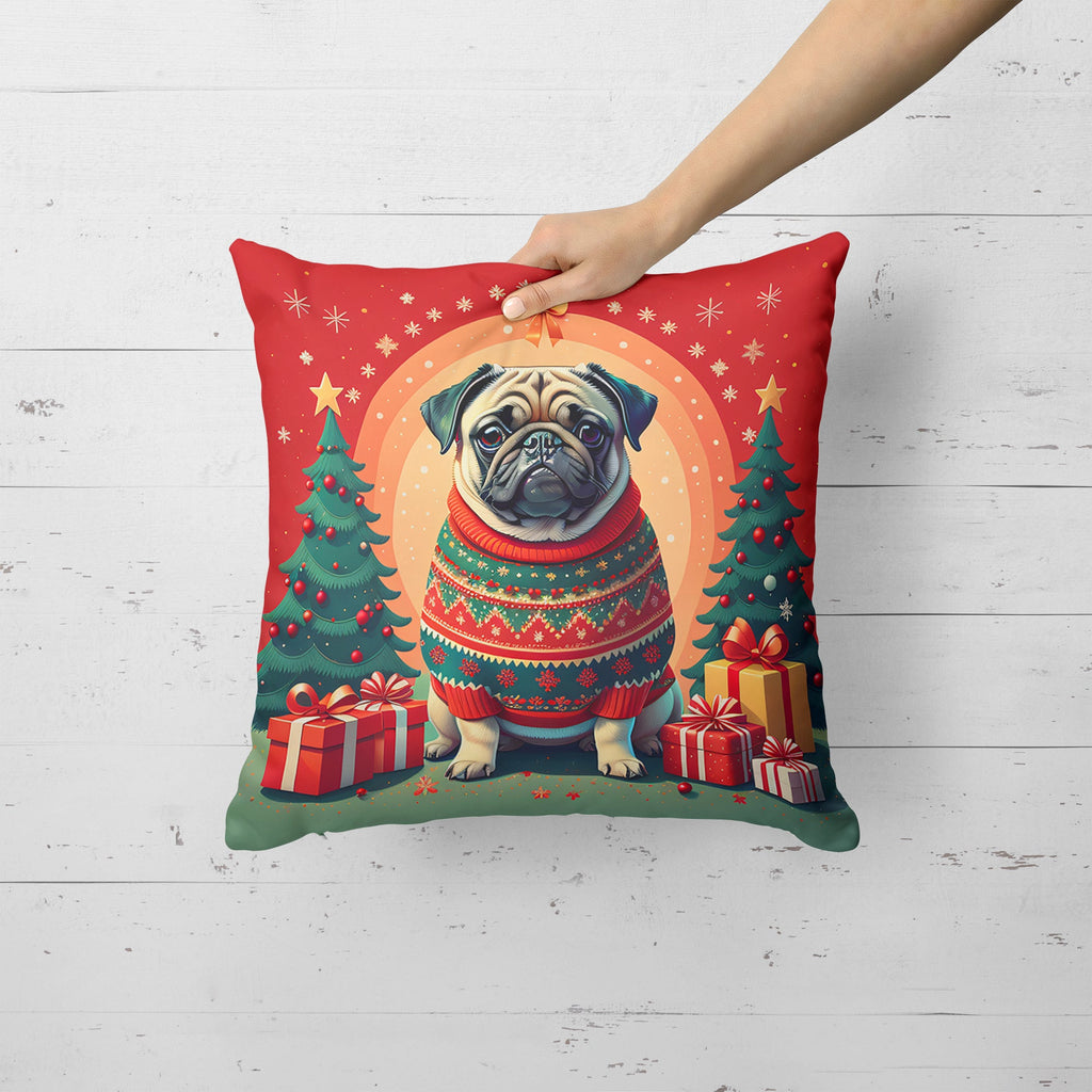 Fawn Pug Christmas Throw Pillow-4