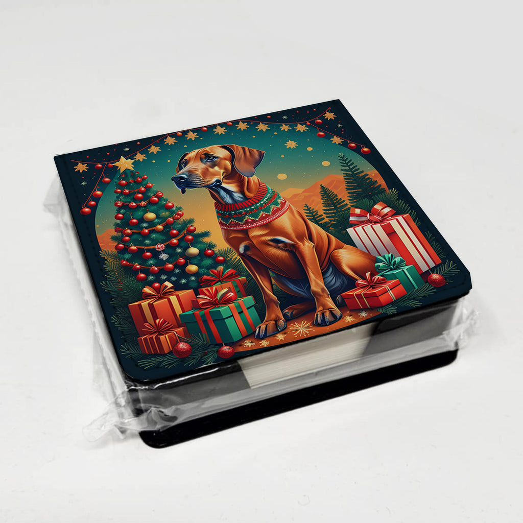 Rhodesian Ridgeback Christmas PU Leather Note Paper Holder-3