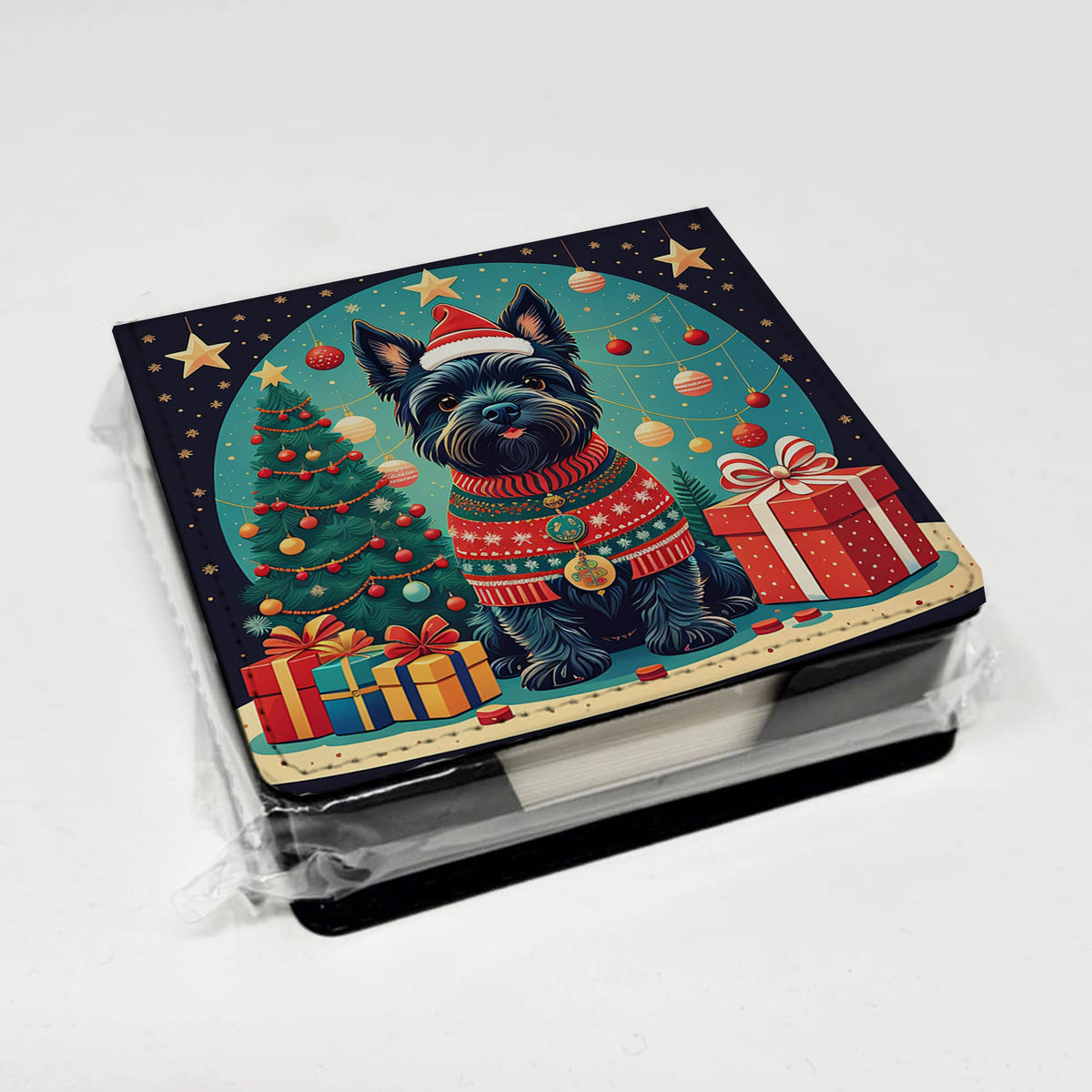 Scottish Terrier Christmas PU Leather Note Paper Holder-3