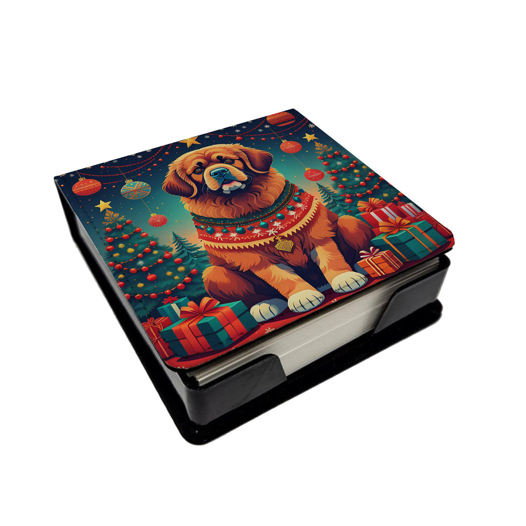 Tibetan Mastiff Christmas PU Leather Note Paper Holder-0