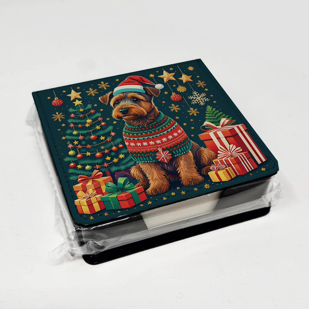 Welsh Terrier Christmas PU Leather Note Paper Holder-3