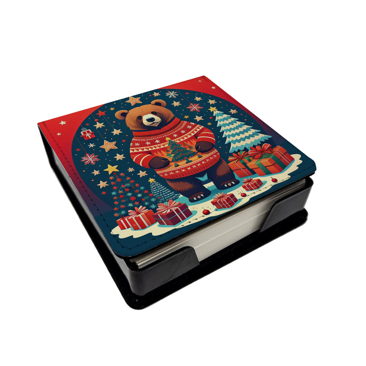 Bear Christmas PU Leather Note Paper Holder-0