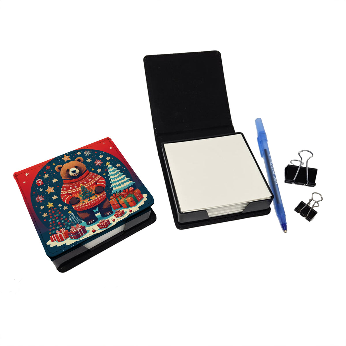 Bear Christmas PU Leather Note Paper Holder-1