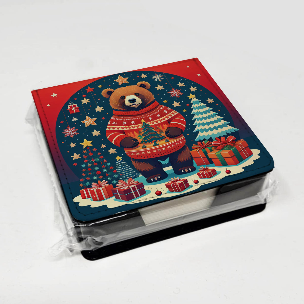 Bear Christmas PU Leather Note Paper Holder-3