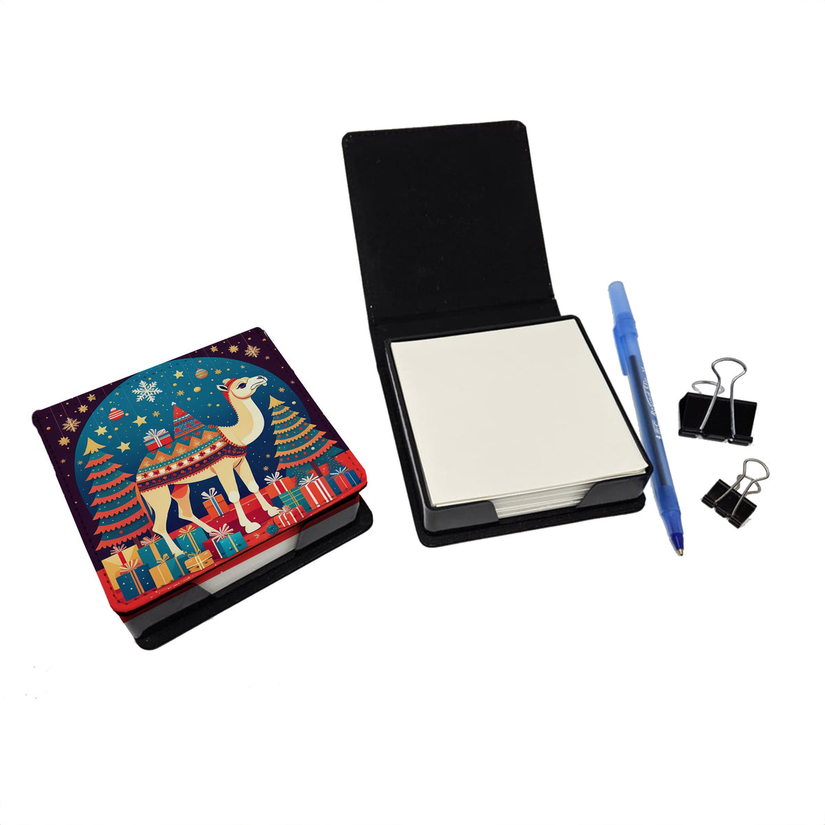 Camel Christmas PU Leather Note Paper Holder-1