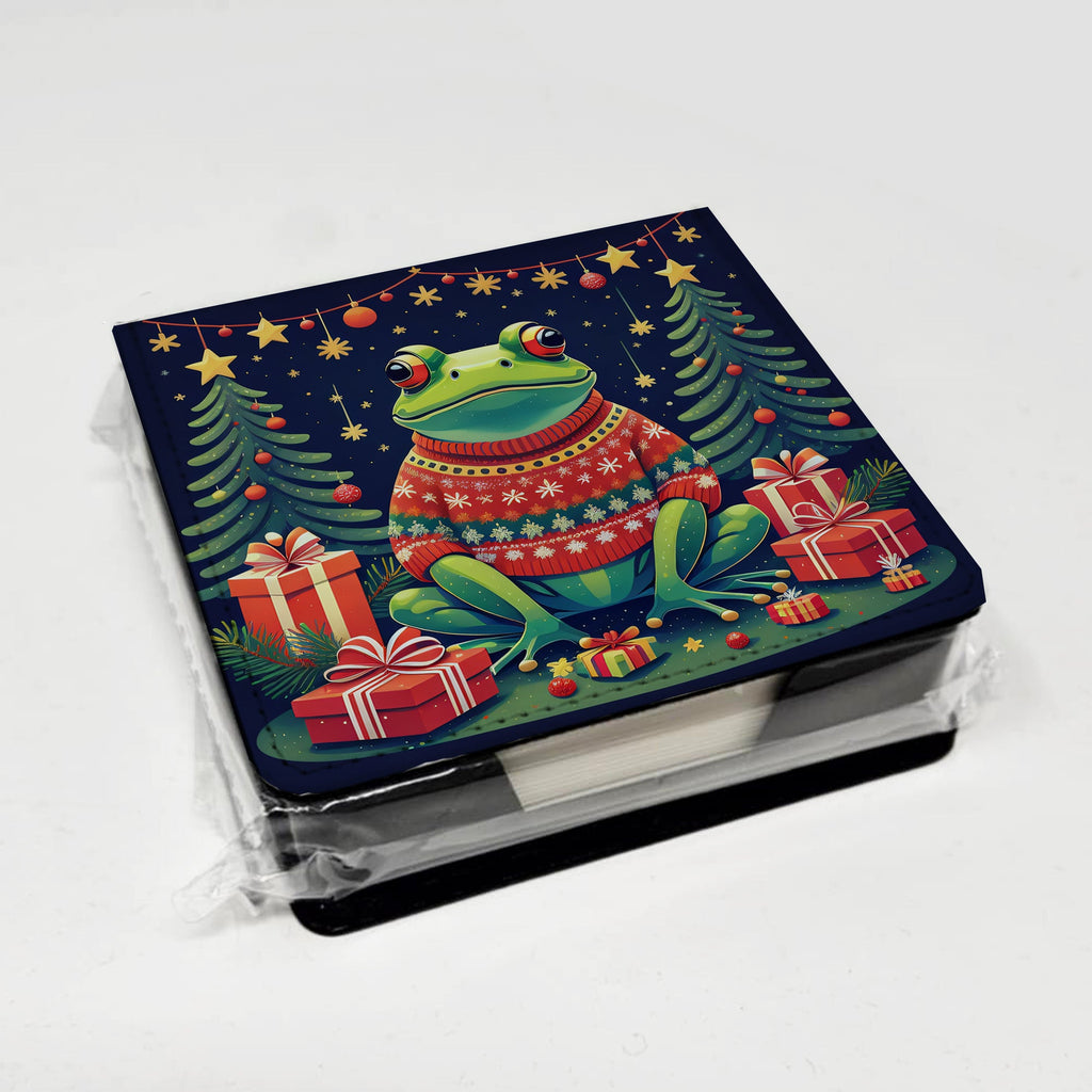 Frog Christmas PU Leather Note Paper Holder-3