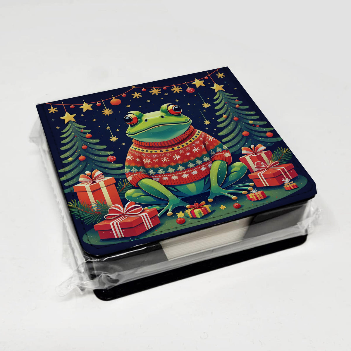 Frog Christmas PU Leather Note Paper Holder-3