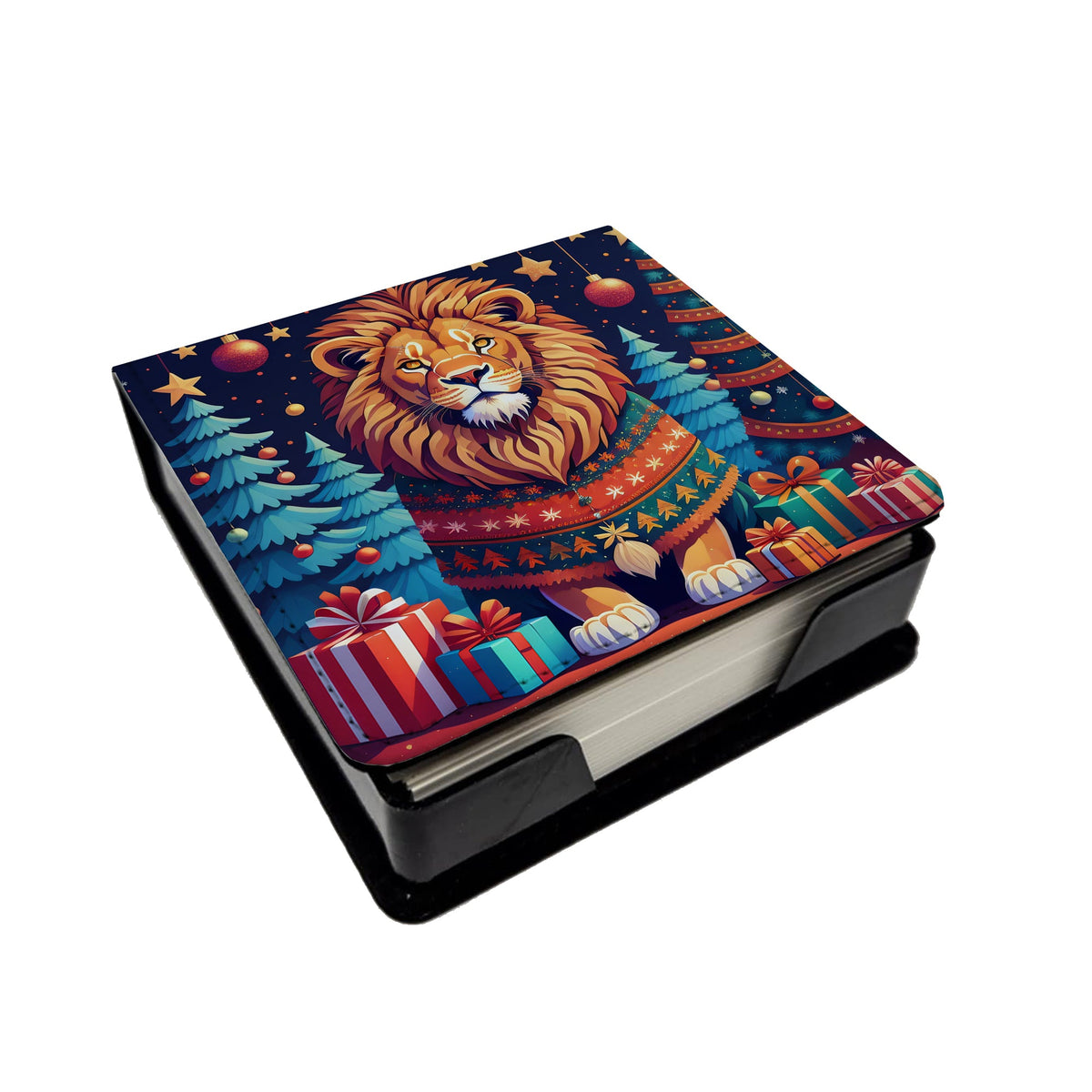 Lion Christmas PU Leather Note Paper Holder-0