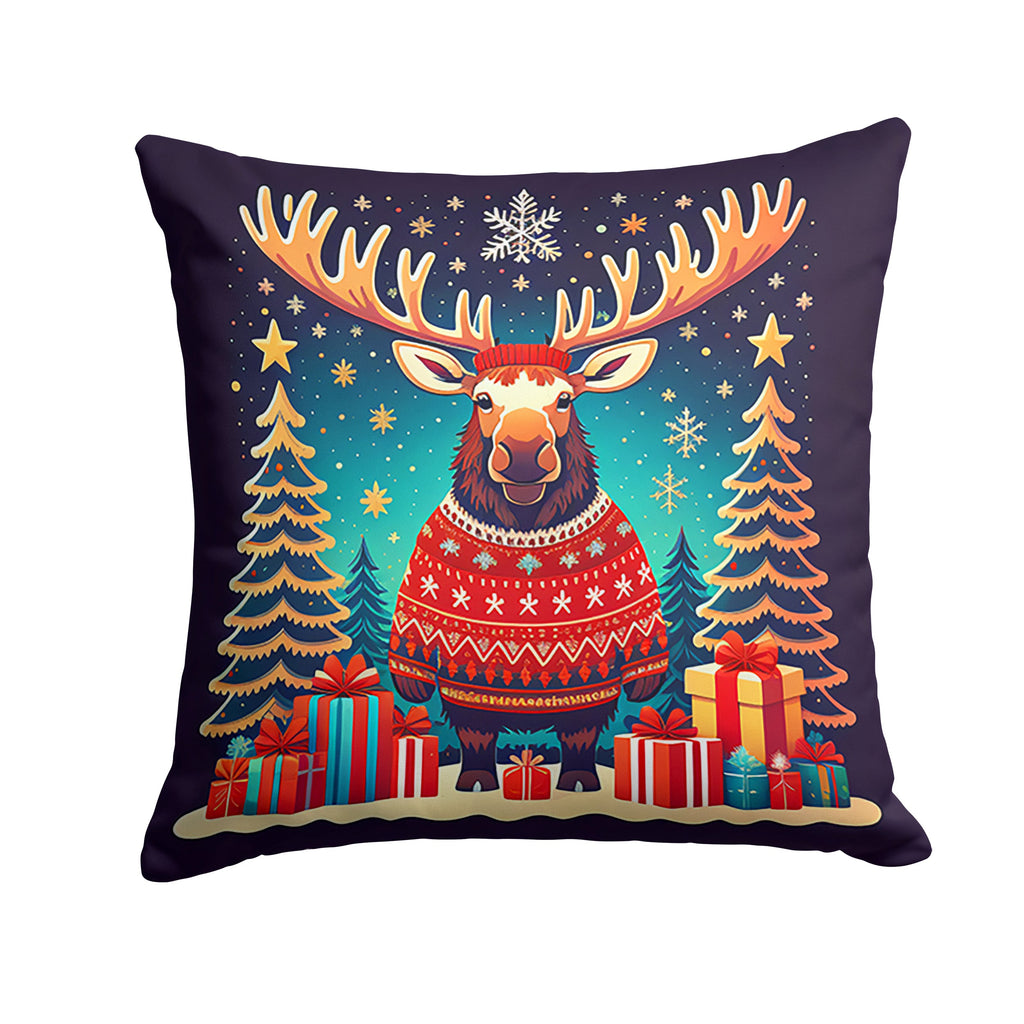 Moose Christmas Throw Pillow-0