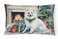 American Eskimo Christmas Throw Pillow-0