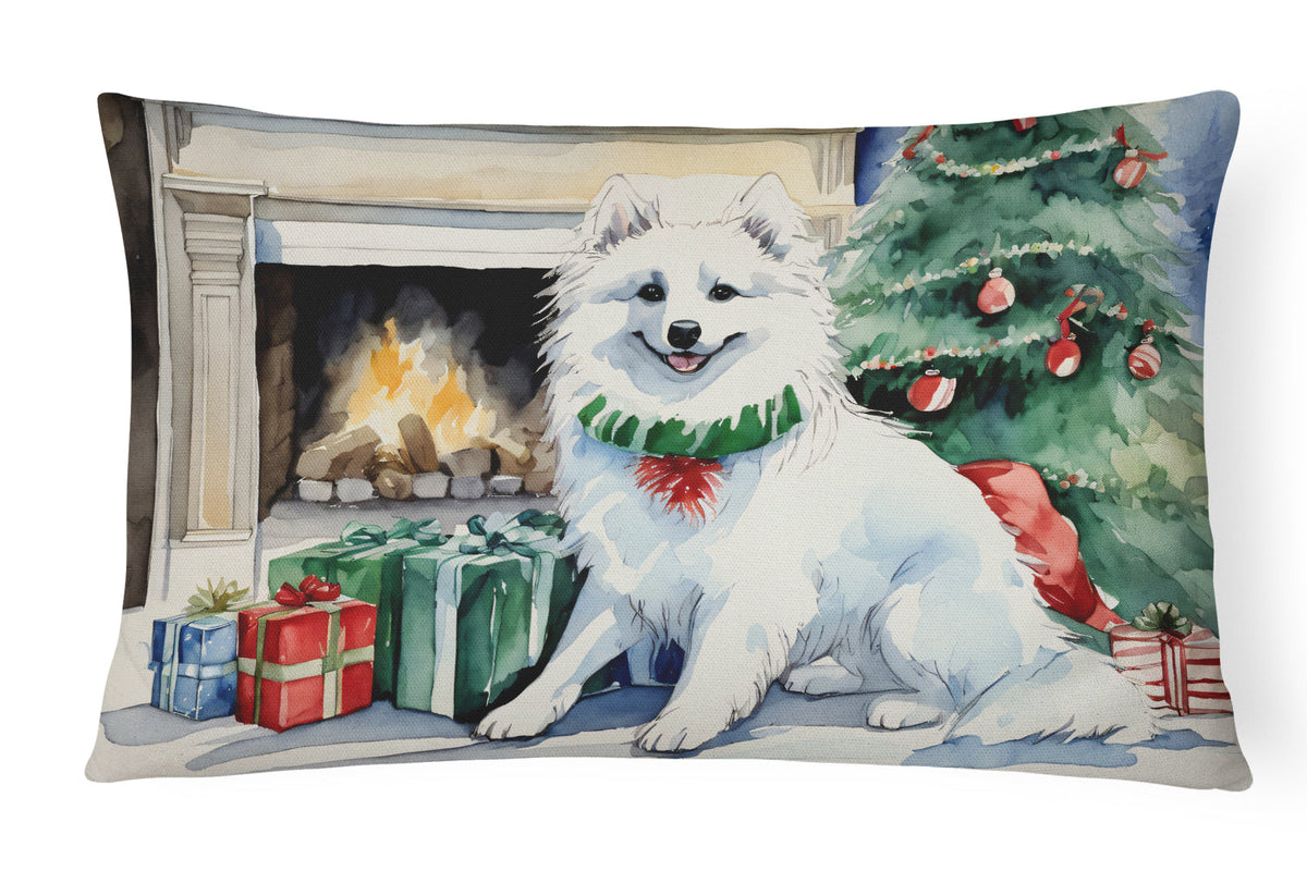 American Eskimo Christmas Throw Pillow-0