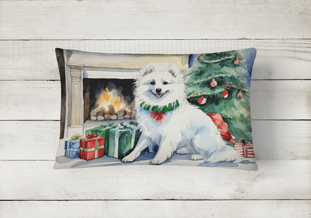 American Eskimo Christmas Throw Pillow-1