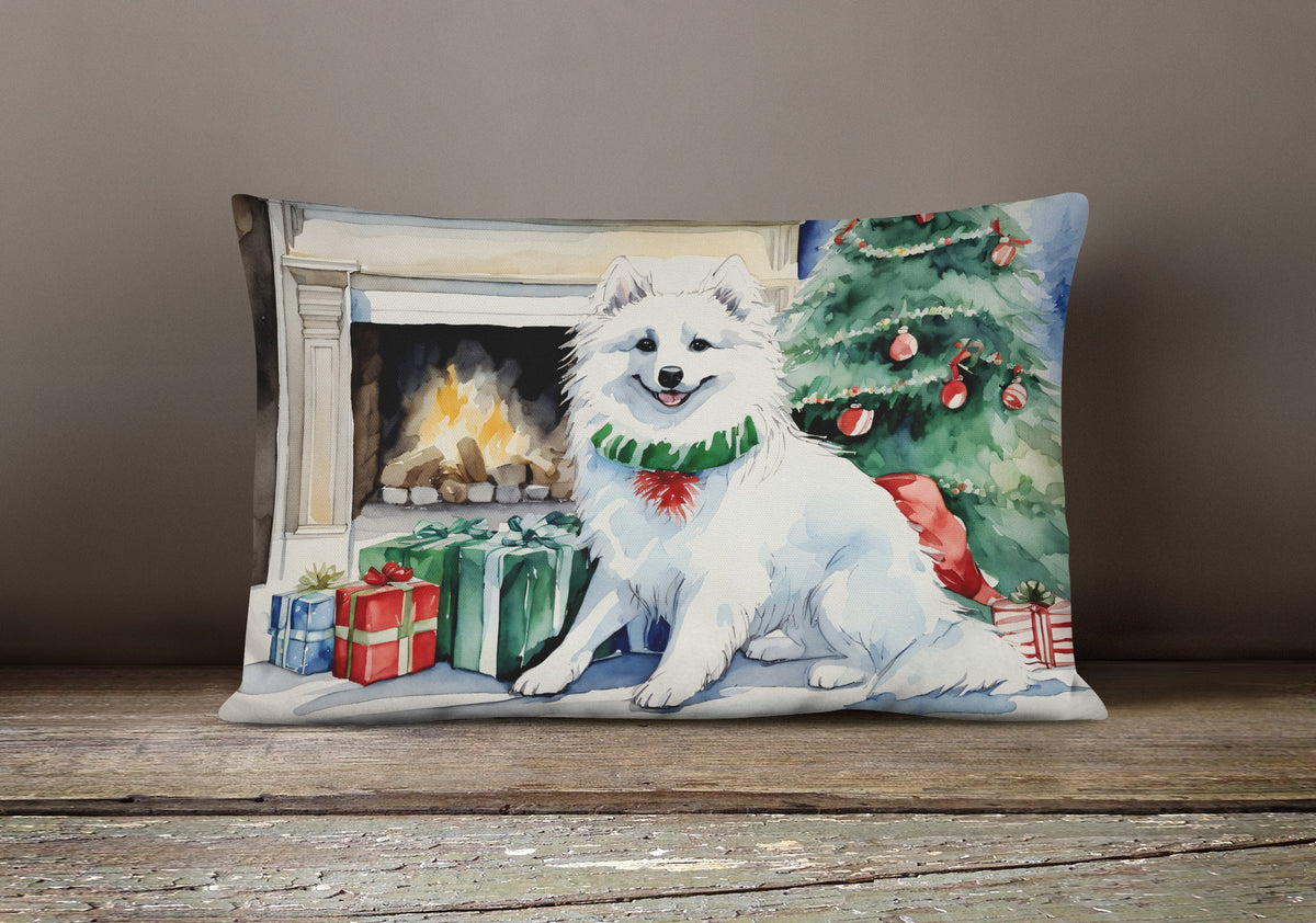 American Eskimo Christmas Throw Pillow-3