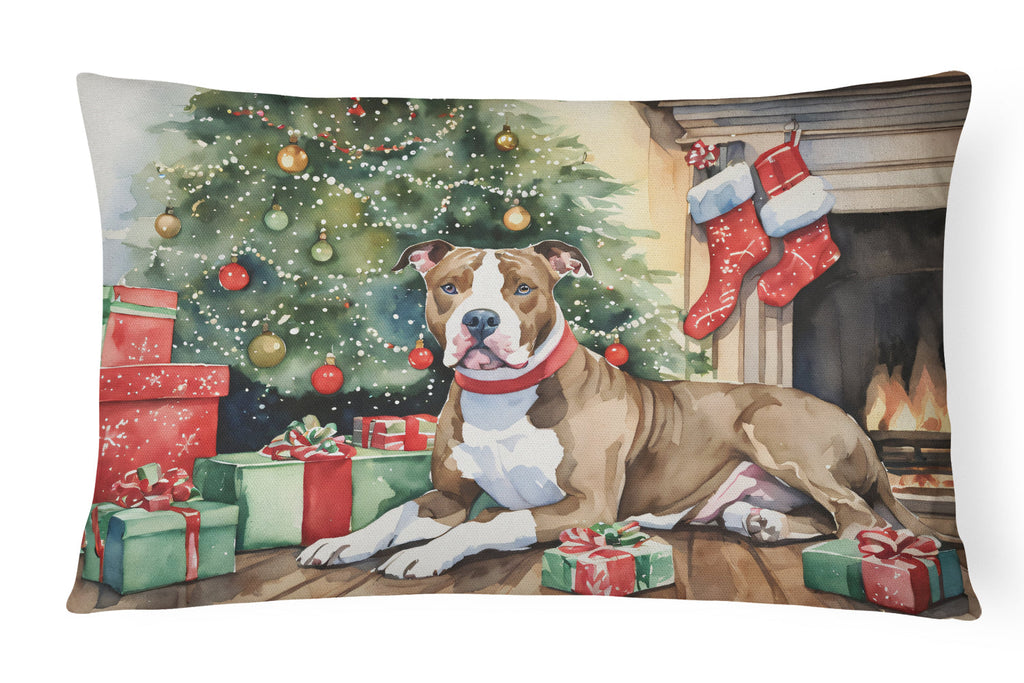 Pit Bull Terrier Christmas Throw Pillow-0