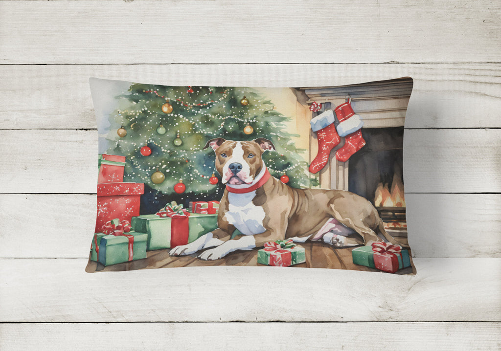 Pit Bull Terrier Christmas Throw Pillow-1
