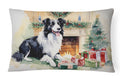 Border Collie Christmas Throw Pillow-0