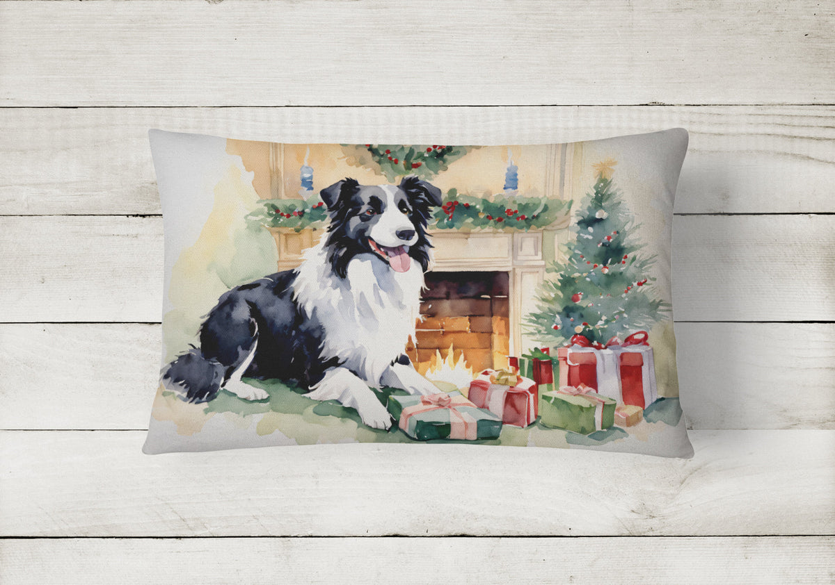Border Collie Christmas Throw Pillow-1