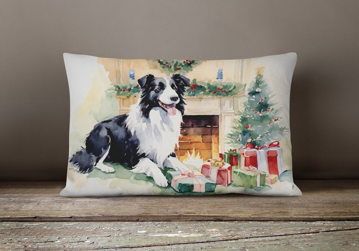 Border Collie Christmas Throw Pillow-3
