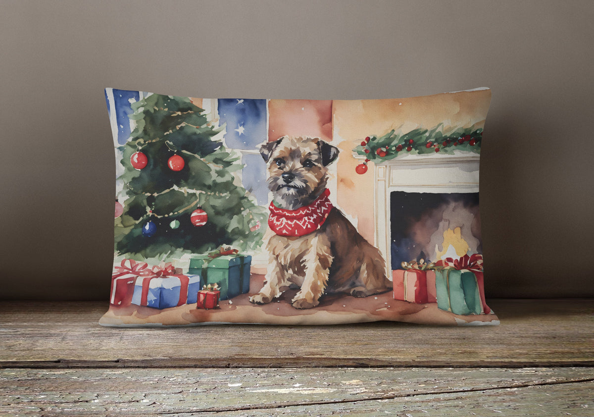 Border Terrier Christmas Throw Pillow-3