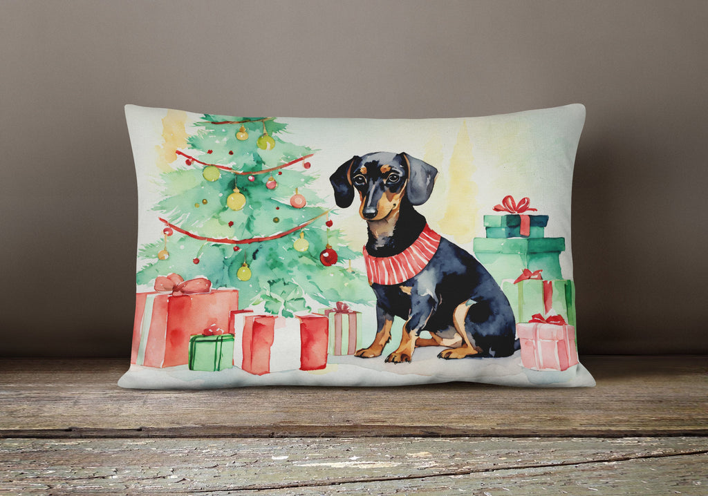 Black and Tan Dachshund Christmas Throw Pillow-3